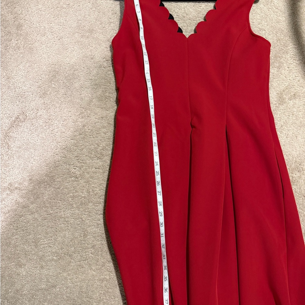 Banana Republic Fit and Flare Red Scalloped Dress Size 14 - Picture 5 of 7